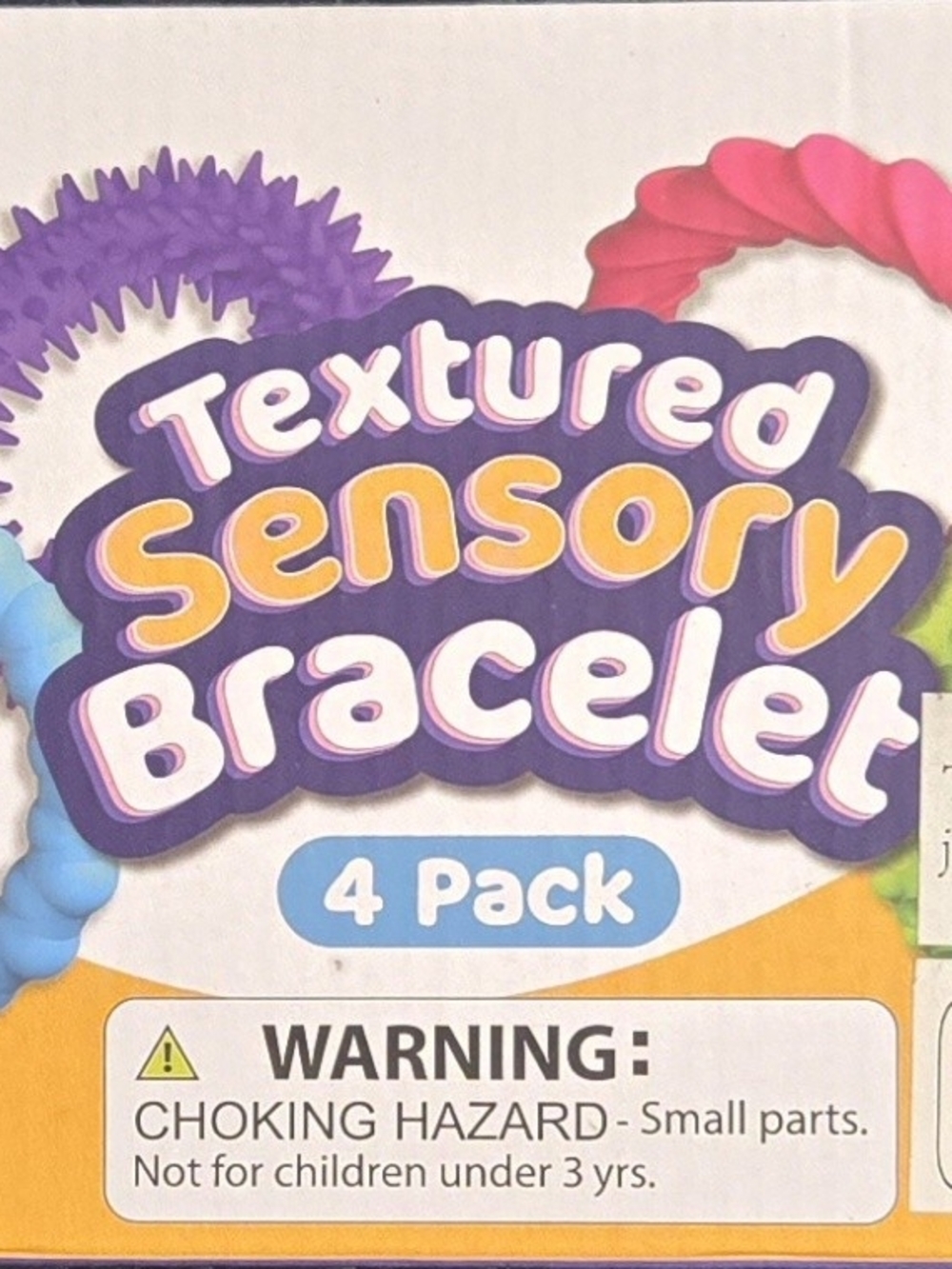 Textured Sensory Bracelet 4-Pack - Purple, Pink, Blue, Green
